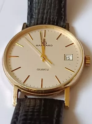 Gentlemans Garrard Solid 9ct Gold Quartz Watch On A Leather Strap. • £895