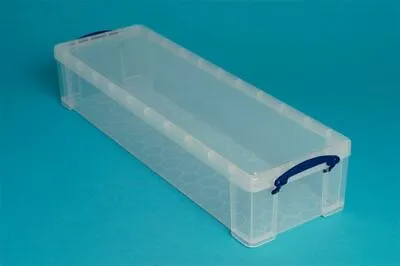 Really Useful 22 Litre Clear Plastic Storage Box - DVD Wrapping Paper Box • £13.76