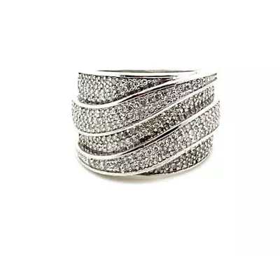 Designer Sterling Silver & .50ctw Micro Pave Diamond Crossover Size 5 Ring! 184 • $169.99