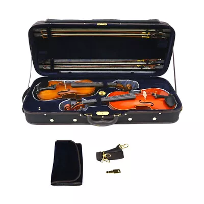 Double Violin Case 4/4 For Two Full Size Violins Wooden Struct Soft Velvet • $199