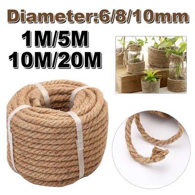 £1.19 • Buy 100% Natural Jute Hessian Rope Cord Braided Twisted Boating Sash Garden Decking