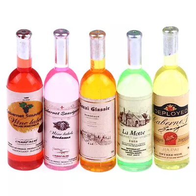 5PCS 1:12 Dollhouse Miniture Simulation Wine Bottle Decoration Accessor-wq • £4.43