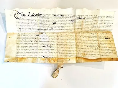Rare 1685 Large Vellum Handwritten Indenture Manuscript Legal Document Old - B2 • $199.95