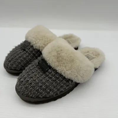 UGG COZY Knit Sweater Soft Slide Slippers 1117659 CHARCOAL Grey Women’s 8 • $34.95