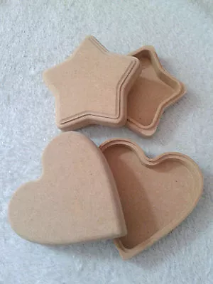 MDF Wooden Shape To Decorate/ Plain Wooden Box Heart Star/ Trinket Wooden Box • £3