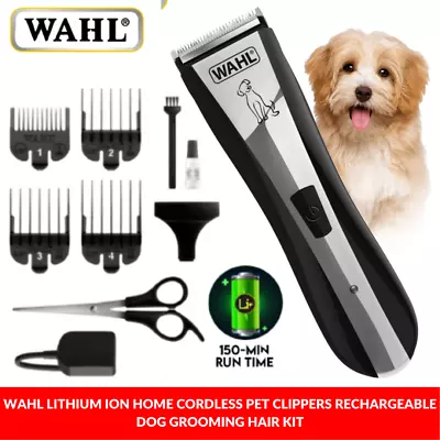 Wahl Lithium Ion Home Cordless Pet Clippers Rechargeable Dog Grooming Hair Kit • $129
