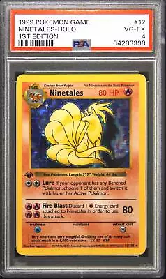 1999 Pokemon Base Set 12 Ninetales 1st Edition Holo Rare Pokemon TCG Card PSA 4 • $250