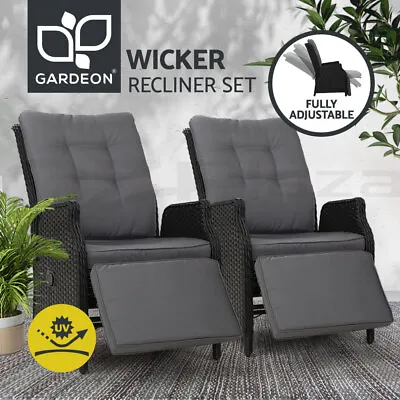 $425.95 • Buy Gardeon Recliner Chairs Sun Lounge Outdoor Furniture Setting Patio Wicker Sofa
