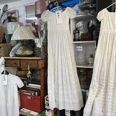 £20 • Buy Vintage Babies White Cotton Christening Gown / Dress Lace Broderie Anglaise