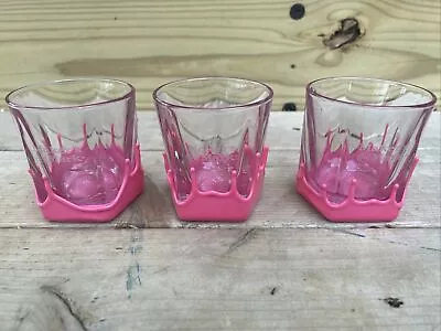 (3) Pink Wax Dipped Makers Mark Bourbon Rocks Glasses - RARE Find! • $99.95