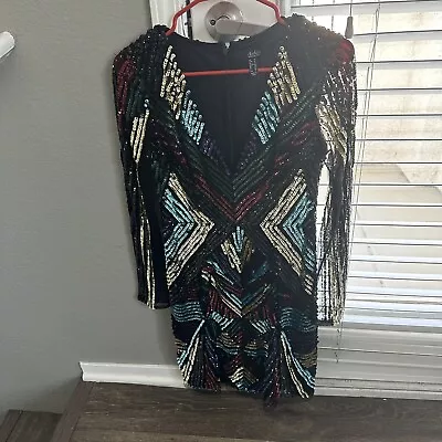 Aiden Mattox Black Velvet Sequin Cocktail Dress- Size 2 (bin 1F) • $45