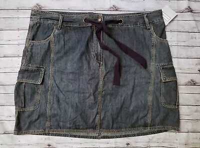 NWT Merona Denim Cargo Skirt Plus Size 18 40x18 Drawstring Straight Pockets *GG • $15.95