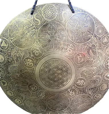 51 Cm Flower Of Life Carving  Tibetan Gong - For Sound Healing  Meditation • $400