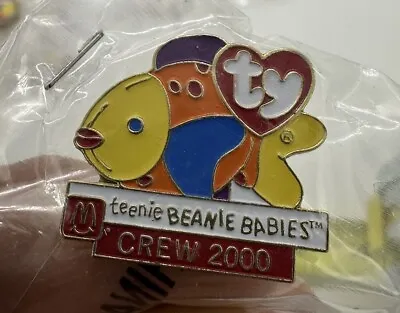 McDonalds Employee Enamel Pin TY Teenie Beanie Babies Crew 2000 Lips The Fish • $7.50