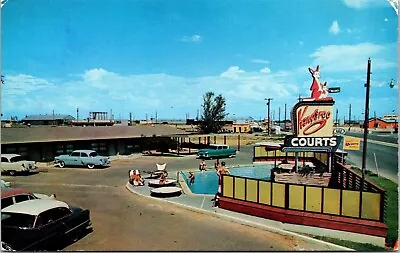 Kangaroo Courts Motel Midland Texas TX Old Cars Pool View Unposted Postcard • $10.95
