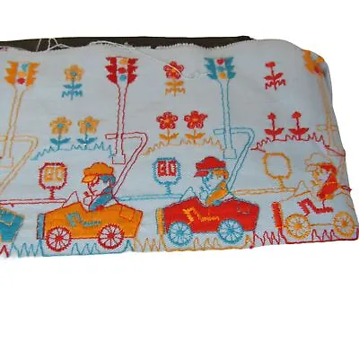 Vintage Embroidered Border Print 6 Yards Plus Kids Cars Fabric Material • $149.99