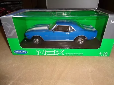 1/18 WELLY 1968 Chevrolet Camaro Z28 BLUE WHITE • $49.95