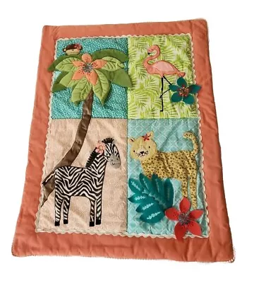 Levtex Baby Fiona Nursery Quilt Zebra Cheetah Flamingo And Monkey Blanket • $19.99