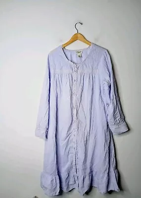 Vintage Beguile Sleepewear Long Sleeve Cotton Night Gown Dress Large Purple • $30