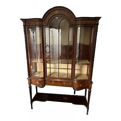 Large Antique Mahogany & Satinwood Display Cabinet • $2720