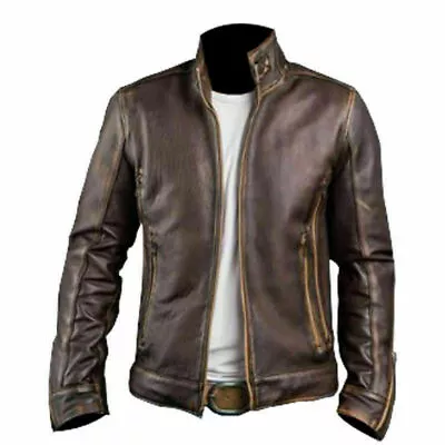£21.95 • Buy X Men Wolverine Cafe Racer Vintage Motorcycle Distressed Brown Leather Jacket