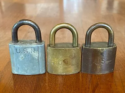 Lot 3 1970s JUNKUNC Bros American US USN Army Navy Chicago Lock Padlocks NO KEYS • $44.99