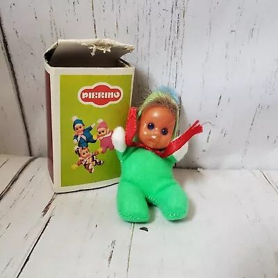 Vintage 1970 Miniature Matchbox Pierino Green 3  Doll Beanbag Fabric Box • $17.99