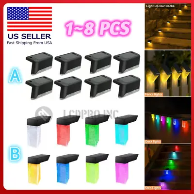 8 Pack New Solar Deck Lights Outdoor Waterproof LED Steps Lamps For Stairs Fence • $12.86