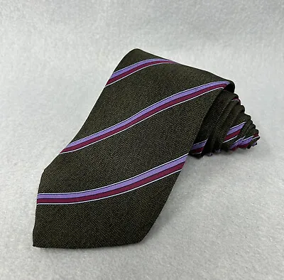 Vintage Vitaliano Pancaldi Extraordinary Brown And Purple 100% Silk Striped Tie • $62.76