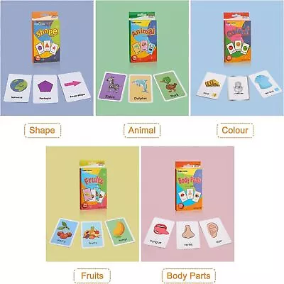 SHAPE COLOUR TIME FRUIT  Flash Cards Educational Learning Picture & Letter Card • £2.25