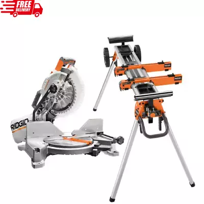 Ridgid Miter Saw 15-Amp 10  Positive Stops W/ Miter Saw Stand + Laser Guide • $328