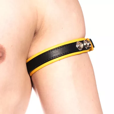 Prowler Yellow Leather Bicep Band Snap Fastener Armband Gay Straight Sex Toy • £16.50