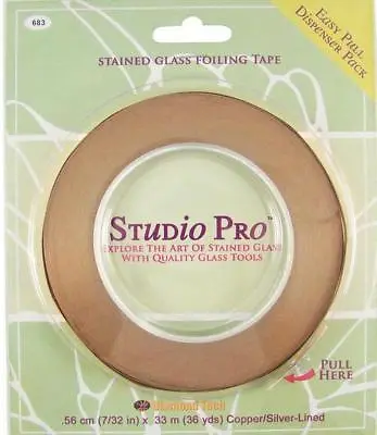 Studio Pro Stained Glass 7/32  Silver Lined Copper Foil In Dispenser Pack Roll • $18.99