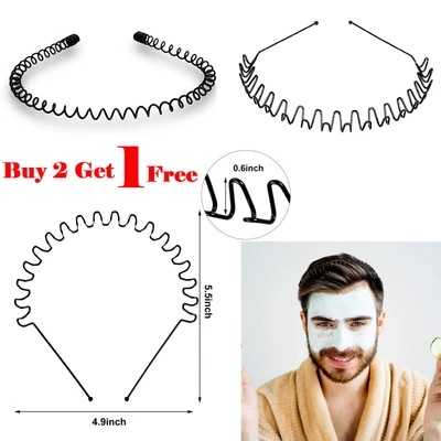 £2.35 • Buy Metal Black Sports Hairband Wave Spring Style Head Band Unisex Women Men