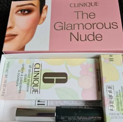 £39.99 • Buy Clinique Make Up Gift Set Glamorous Nude All About Shadow, Bare Lip Pop, Mascara