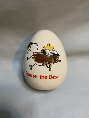 Snoopy Woodstock Peanuts Charlie Brown Aviva Vintage Ceramic Easter Egg 1972 • $25