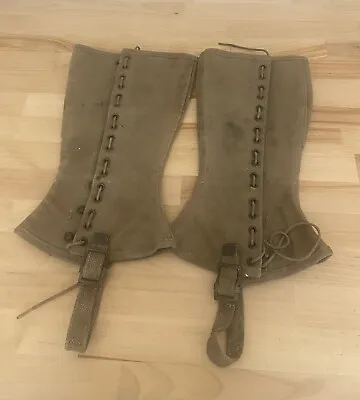WWII US Military Canvas Gaiters Wrappings Leggings Vintage Original 1940s? • $21