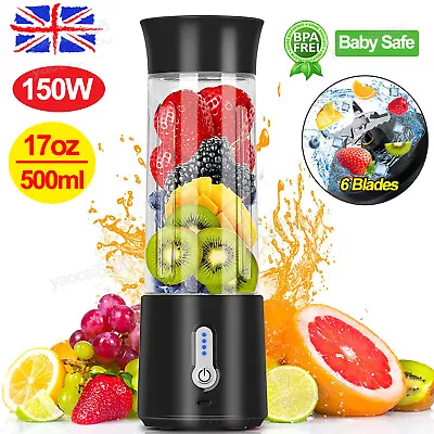 Electric Mini Juice Maker Portable Blender Smoothie Juicer Fruit Machine 500ML • £17.99