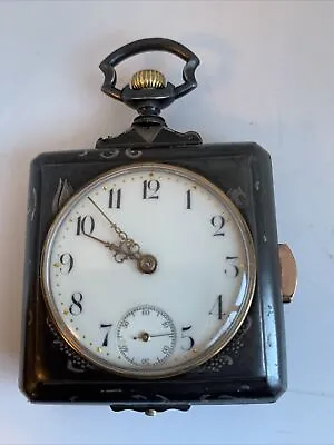 Old19c Square Aesthetic Gun Metal Blue Steel Case Quarter Repeater Pocket Watch • $1244.54