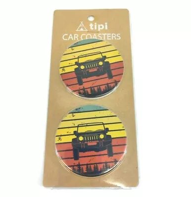 Tipi Car Coasters JEEP Ceramic Set Of 2 • $19.97