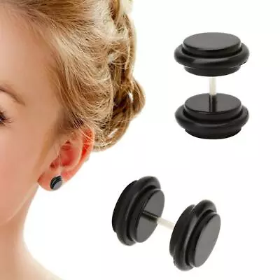 2pcs 18G (1.2mm) Ear Studs 00G (10mm) Acrylic Fake Ear Plug Taper Stretcher • £3.50