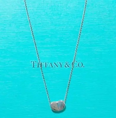 TIFFANY & Co Elsa Peretti Bean Sterling Silver925 Pendant Necklace 10mm × 15mm • $84.98