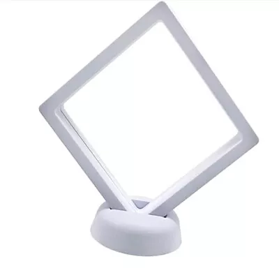 Coin Jewellery Display Frame Holder Box (White Black)  3D Floating View • £7.81