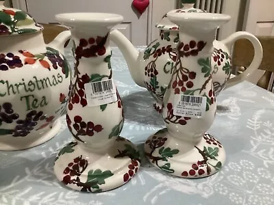 Emma Bridgewater Hawthorn Berries Small 7” Candlesticks TWO PAIR Discont Best • $75.78