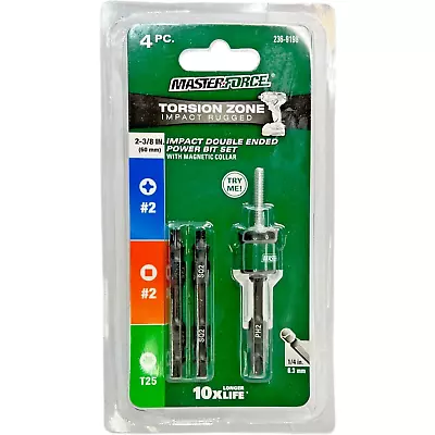 Master Force Torsion Zone Impact Double Ended Power Bit Set Magnetic Collar New • $18.04