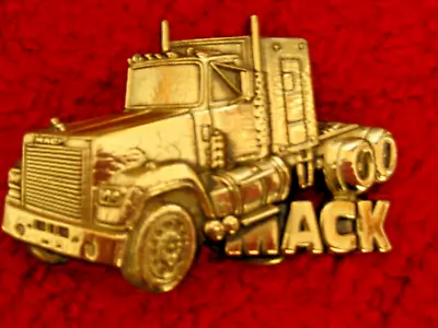 MACK Solid Brass Truck Semi Tractor Trailer 1980 Vintage Belt Buckle • $25