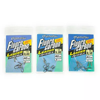 100% Fluorocarbon Leader Trace Heavy Duty Sea Pike Fishing Line 40cm 15kg 35lb • £14.40