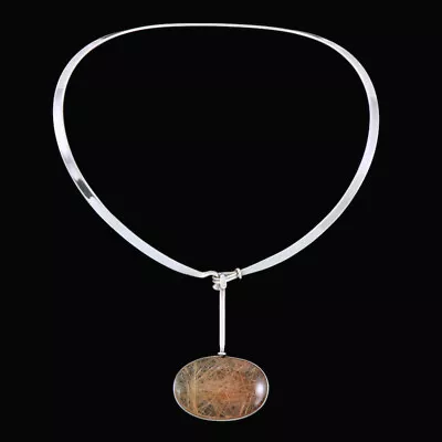 Georg Jensen. Neckring #168 With  Rutilated Quartz Pendant #133 - Vivianna Torun • $5200