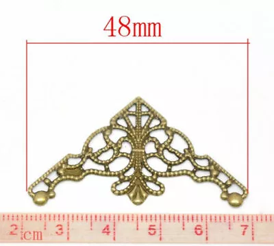 50 Pcs. Bronze Tone Flat Triangle Metal Wraps Connector Filigree 48mm X 26mm  • $3.03