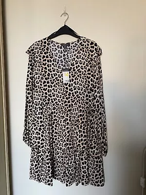 £3.99 • Buy Primark Brown Leopard Print Long Sleeve Dress Size 14 BNWT